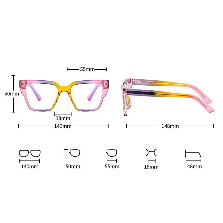 Okulary damskie kocie zerówki do komputera BLUE LIGHT 25143E Czarny/Panterka/Czerwony