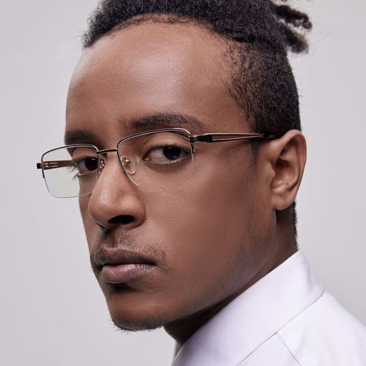 Metalowe półramkowe okulary zerówki z filtrem Blue Light do komputera 25147 czarne