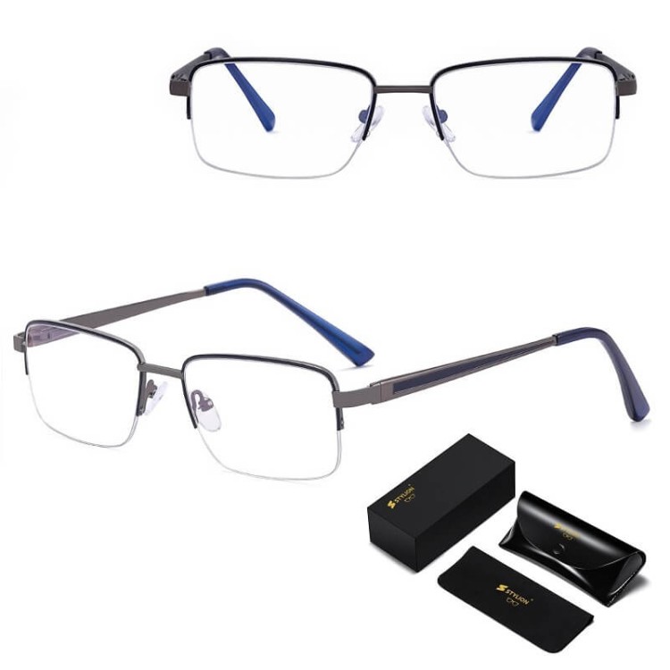 Męskie oprawki okularowe korekcyjne z filtrem Blue Light do komputera metalowe 25147A.jpg