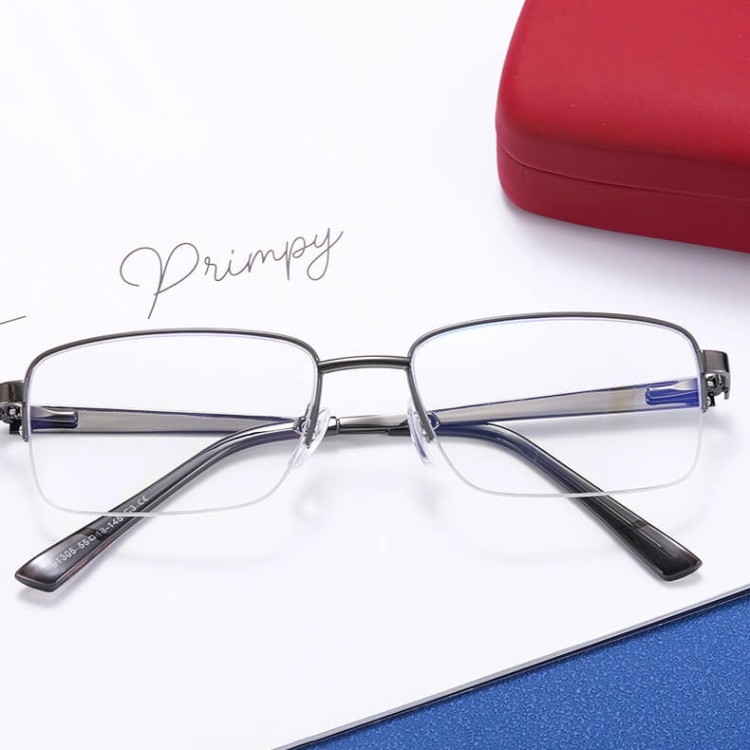 Metalowe półramkowe okulary zerówki z filtrem Blue Light do komputera 25147B grafit