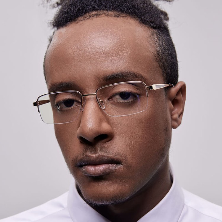 Metalowe półramkowe okulary zerówki z filtrem Blue Light do komputera 25147C czarny/srebrny