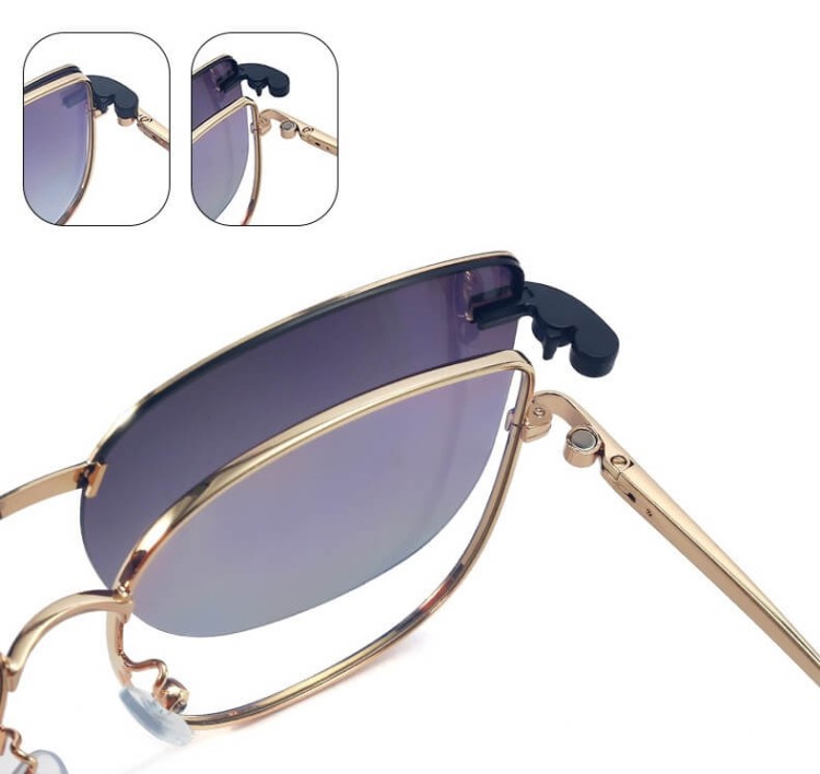 2w1 Okulary damskie do komputera + nakładka przeciwsłoneczna na magnes Clip-On 25162B panterka/złoty