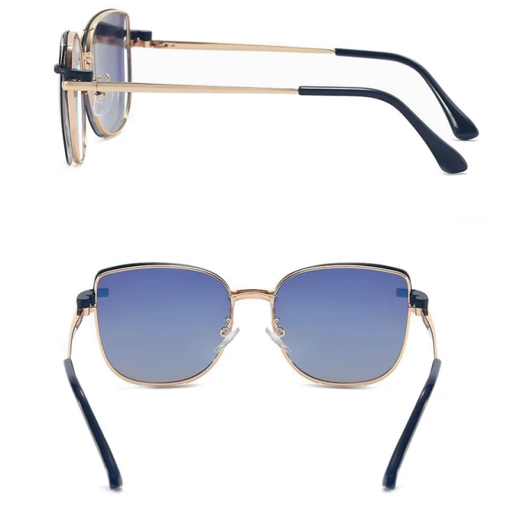 2w1 Okulary damskie do komputera + nakładka przeciwsłoneczna na magnes Clip-On 25162E brudny róż/złoty