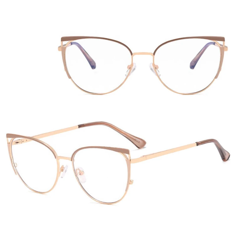 Metalowe Damskie okulary zerówki do komputera oprawki korekcyjne kocie z filtrem Blue Light 25158C.jpg
