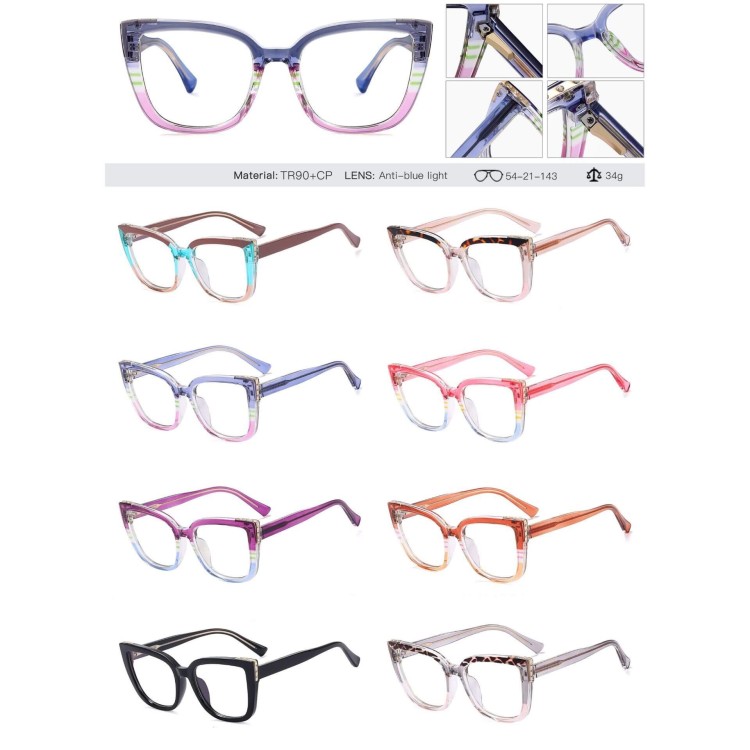 Damskie okulary kocie oczy zerówki do komputera BLUE LIGHT 25146A 