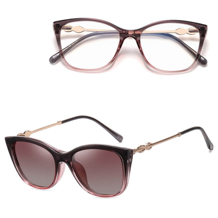 Damskie oprawki okularowe zerówki z filtrem blue light i przeciwsłoneczną nakładką polaryzacyjną 25161D.jpg