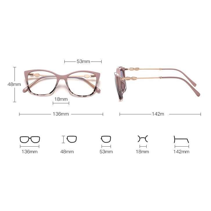 2w1 Okulary damskie do komputera + nakładka przeciwsłoneczna na magnes Clip-On 25161E brązowy