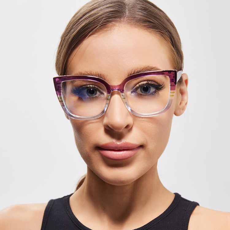 Damskie okulary kocie oczy zerówki do komputera BLUE LIGHT 25146D