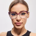 Damskie okulary zerówki do komputera oprawki korekcyjne kocie z filtrem Blue Light 25146 modelka.jpg