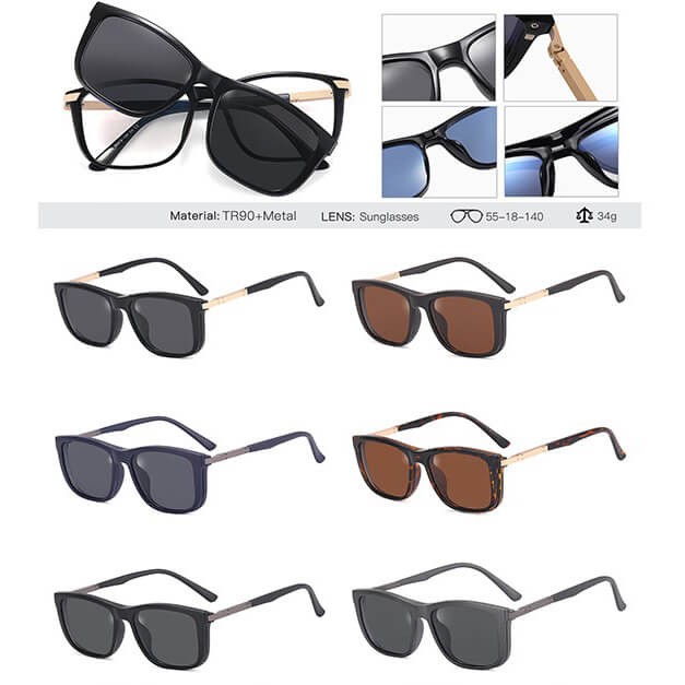 2w1 Okulary do komputera + nakładka przeciwsłoneczna na magnes Clip-On 25160C granatowy