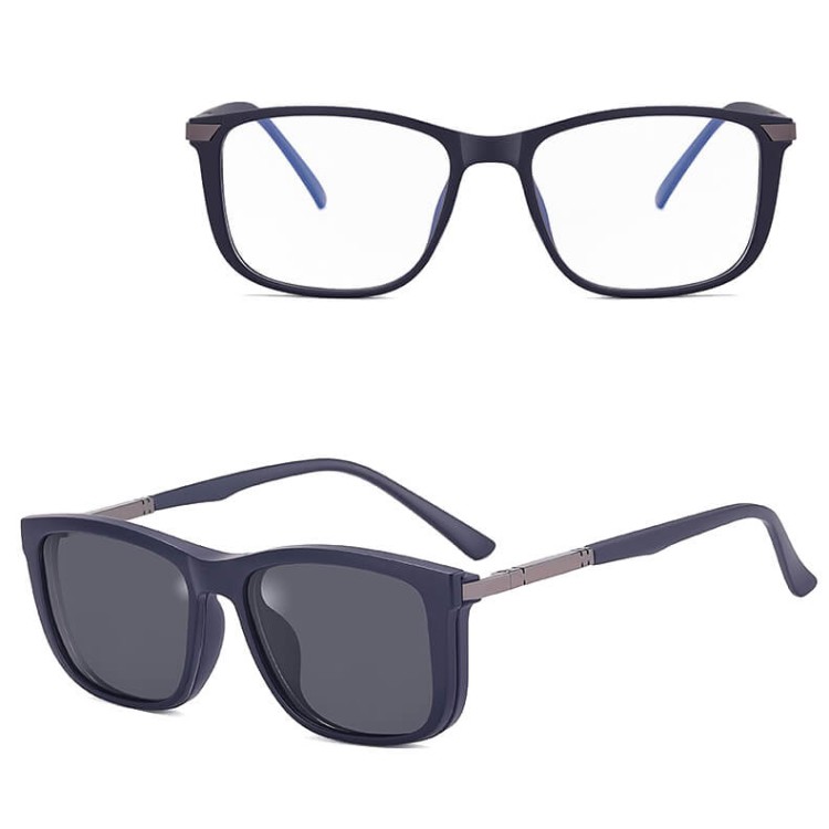 2w1 Okulary do komputera + nakładka przeciwsłoneczna na magnes Clip-On 25160C granatowy