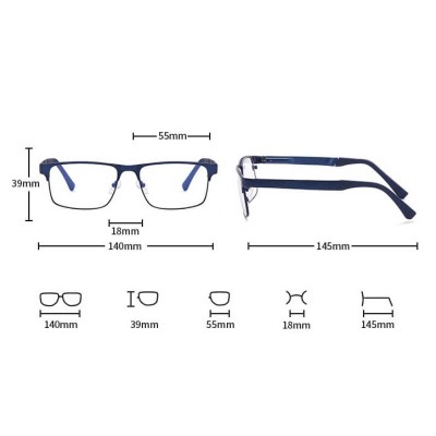 Metalowe męskie okulary zerówki z filtrem Blue Light do komputera 25139C grafitowe + akcesoria