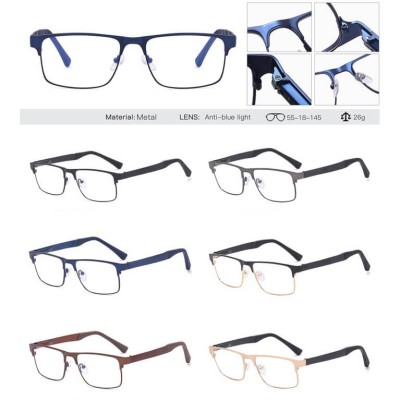 Metalowe męskie okulary zerówki z filtrem Blue Light do komputera 25139C grafitowe + akcesoria