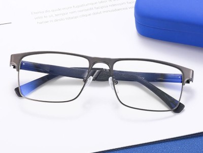 Metalowe męskie okulary zerówki z filtrem Blue Light do komputera 25139C grafitowe + akcesoria
