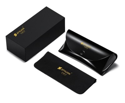 Metalowe męskie okulary zerówki z filtrem Blue Light do komputera 25141 czarne + akcesoria