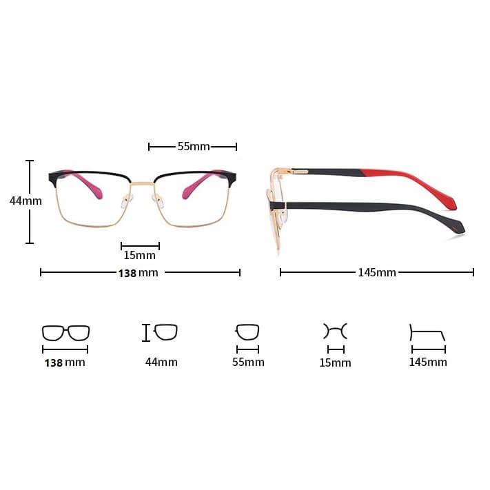 Metalowe męskie okulary zerówki z filtrem Blue Light do komputera 25141B czarne/srebrne + akcesoria