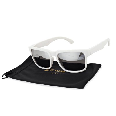 Białe okulary przeciwsłoneczne lustrzanki z filtrem UV400 PM-11