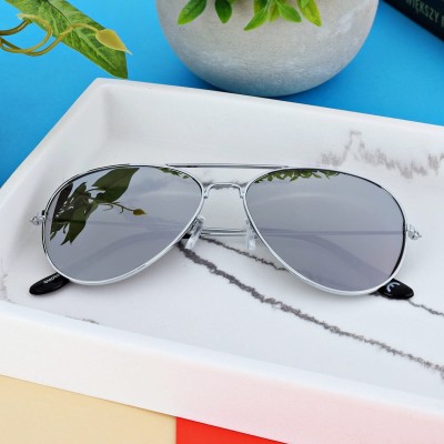 Klasyczne srebrne okulary Lustrzanki przeciwsłoneczne AVIATOR Pilotki