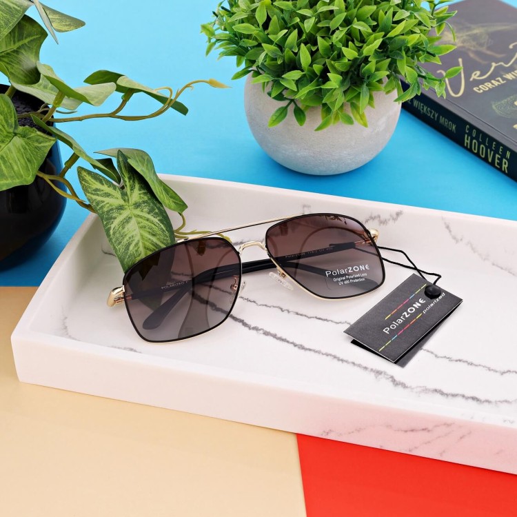 Męskie okulary przeciwsłoneczne pilotki z polaryzacją i filtrem UV400 POL-119A PolarZone