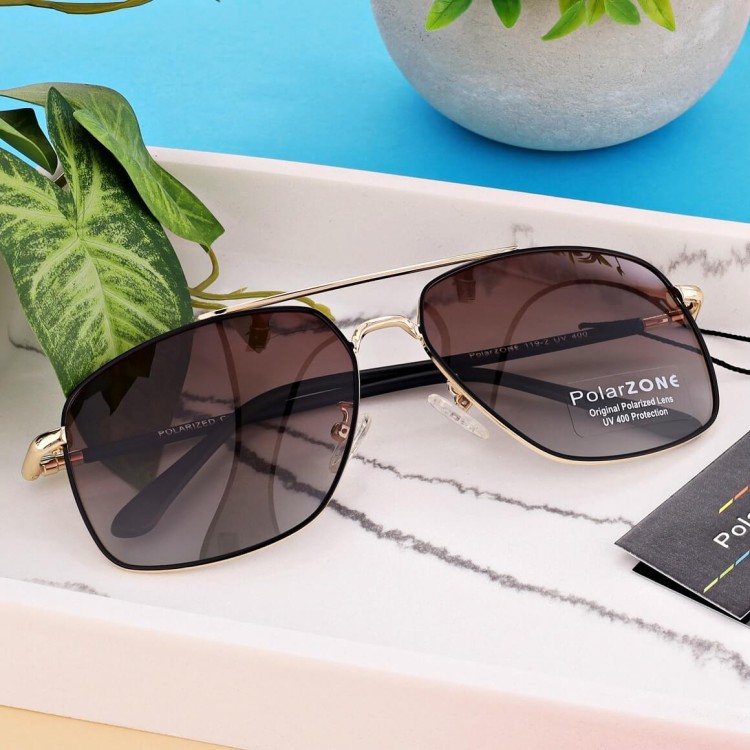 Męskie okulary przeciwsłoneczne pilotki z polaryzacją i filtrem UV400 POL-119A PolarZone