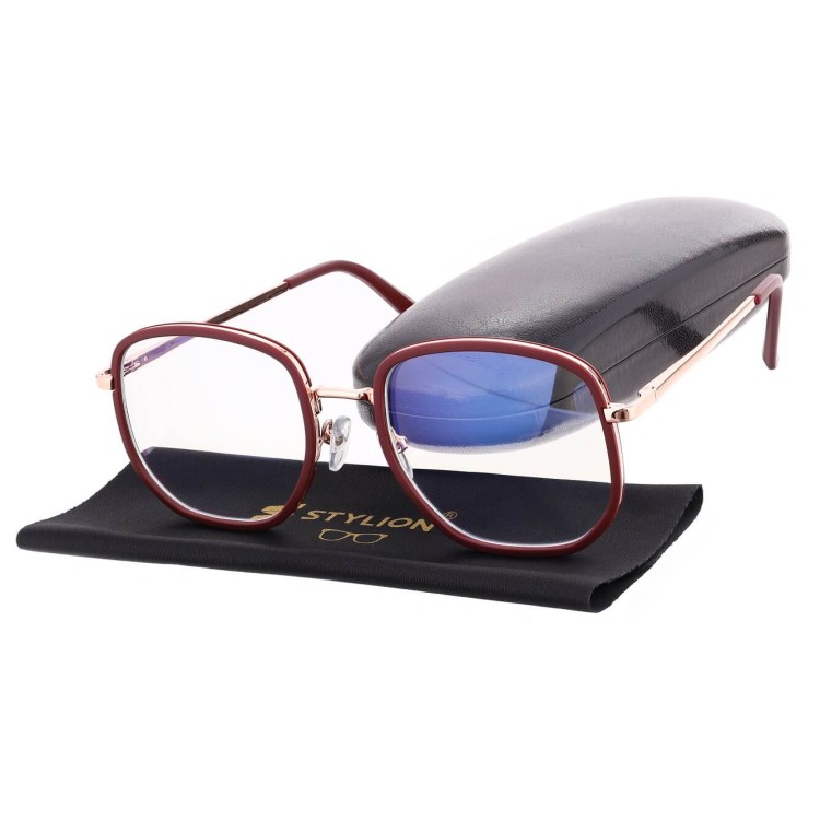 Damskie owalne okulary zerówki do komputera BLUE LIGHT na teleskopach 25155D Brązowy/Złoty 