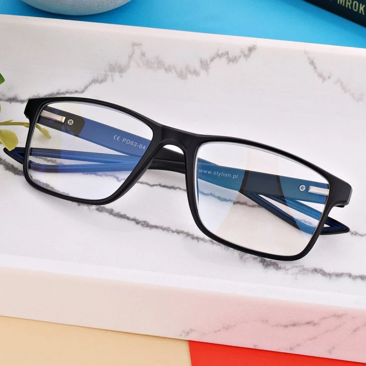 Plusy +0.50 Męskie okulary do czytania korekcyjne Blue Light + Antyrefleks ST315B