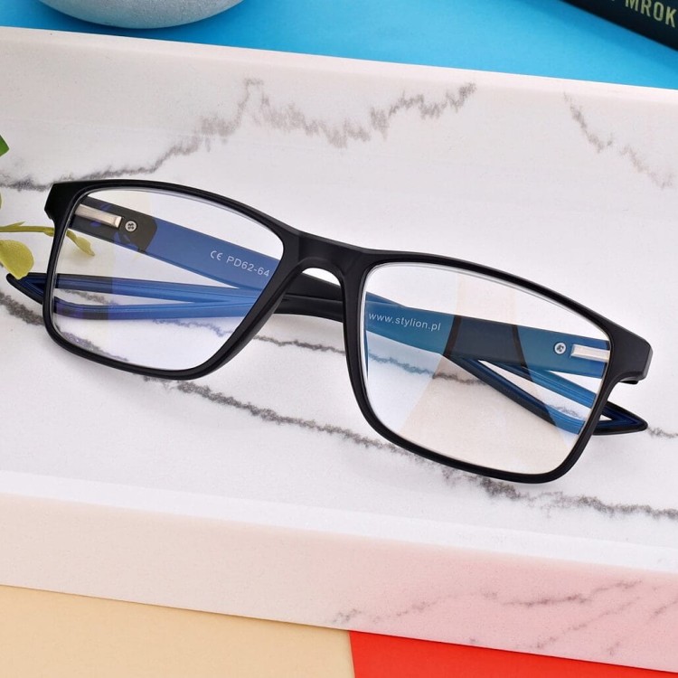 Plusy +3.00 Męskie okulary do czytania korekcyjne Blue Light + Antyrefleks ST315B