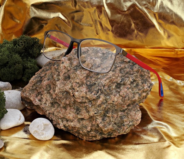 Plusy +3.00 Męskie okulary do czytania korekcyjne ST337 grafit/czerwony