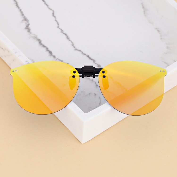 Nakładki przeciwsłoneczne polaryzacyjne na okulary korekcyjne kocie NA-183C pomarańczowe