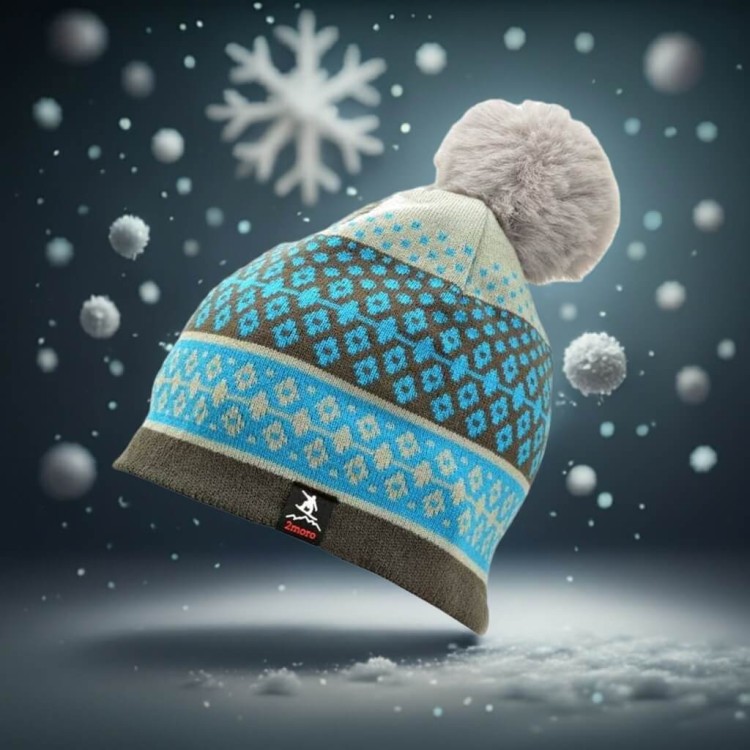 Męska Czapka Zimowa z pomponem ocieplana polarem - L/XL ST-562