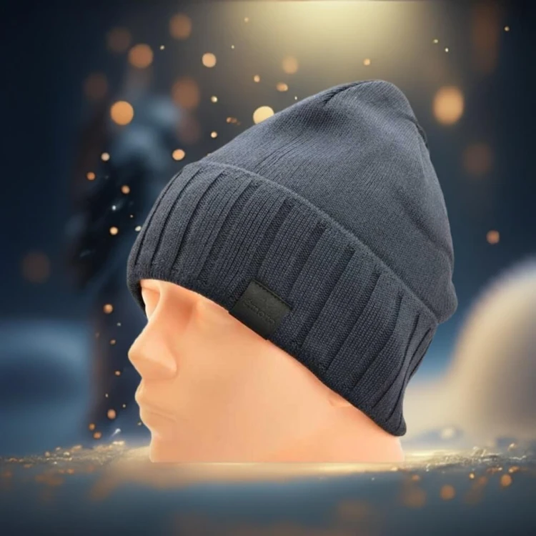 Męska Czapka Zimowa ocieplana polarem - L/XL 2MORO ST-560A kolor granatowy