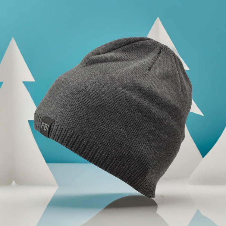 Męska Zimowa Czapka Grafitowa z polarem - L/XL FBI ST-508C