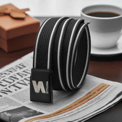 Pasek parciany  STYLION czarno-biały - ST-01