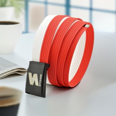 Pasek parciany biało-czerwony STYLION - ST-36