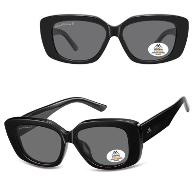 Duże damskie okulary przeciwsłoneczne kocie z polaryzacją MP56 czarne 