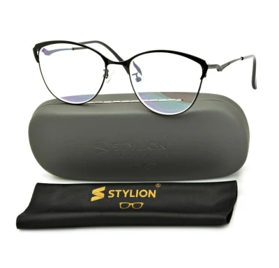 Damskie kocie okulary zerówki z antyrefleksem ST317 moc: 0.00 czarne ze skazą
