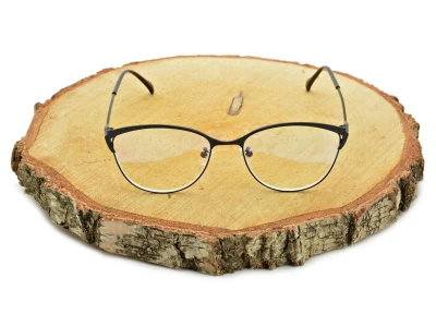 Damskie kocie okulary zerówki z antyrefleksem ST317 moc: 0.00 czarne ze skazą