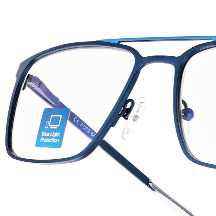 Męskie okulary PREMIUM +2.75 do czytania i komputera Blue Light+Antyrefleks STL280 niebieskie