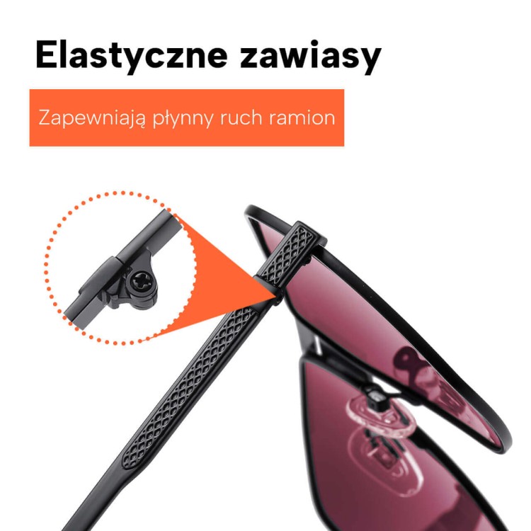 Męskie okulary przeciwsłoneczne pilotki z polaryzacją STL57 czerwony/grafitowy