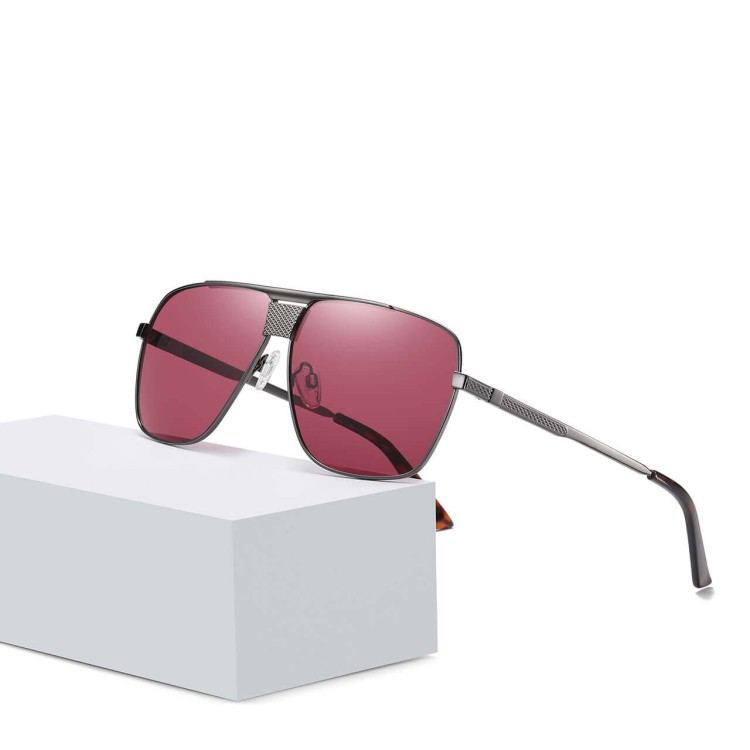 Męskie okulary przeciwsłoneczne pilotki z polaryzacją STL57 czerwony/grafitowy
