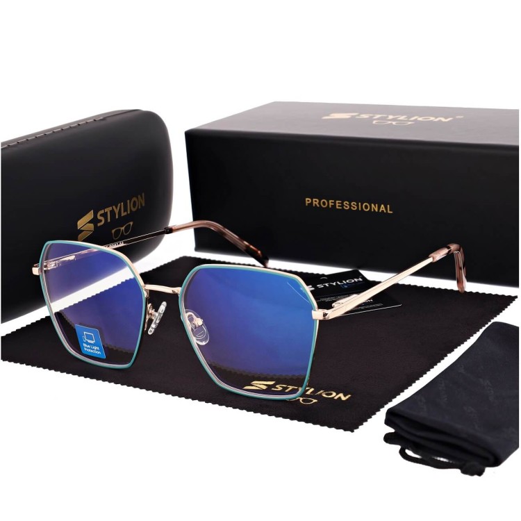 Damskie okulary do czytania i komputera Blue Light oprawki korekcyjne metalowe z akcesoriami STL285.jpg