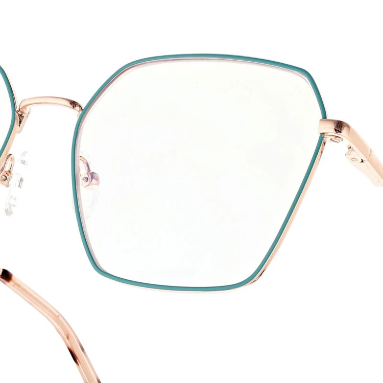 Damskie okulary PREMIUM +3.25 do czytania i komputera Blue Light+Antyrefleks STL285 złoty/zielony