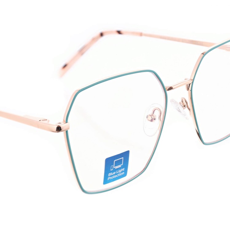 Damskie okulary PREMIUM +3.25 do czytania i komputera Blue Light+Antyrefleks STL285 złoty/zielony