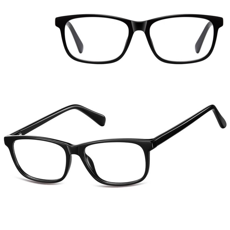 Okulary zerówki oprawki korekcyjne medium prostokątne AM70 czarne