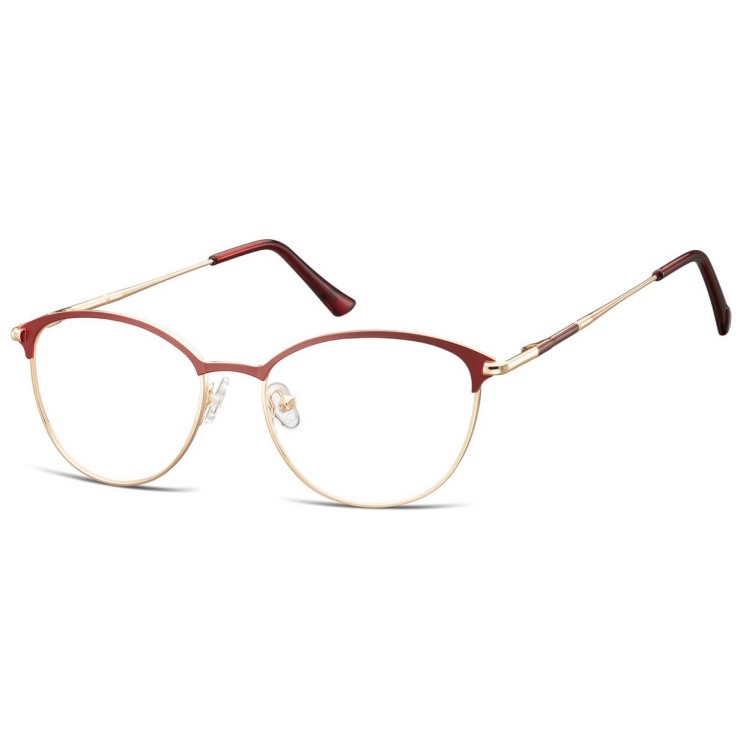 Okulary damskie zerówki kocie oprawki korekcyjne medium M295C bordowy/złoty