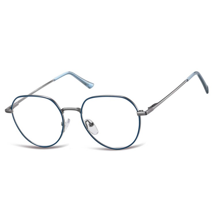 Okulary zerówki lenonki oprawki korekcyjne medium M294E granatowe/srebrne