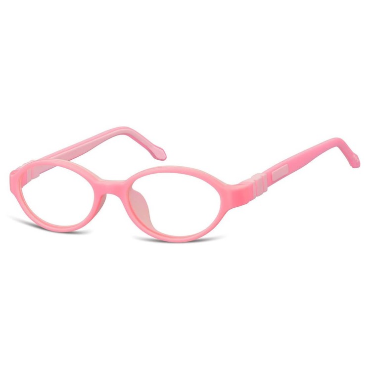 Elastyczne dziecięce oprawki okularowe zerówki owalne + gumka Sunoptic K3B różowe