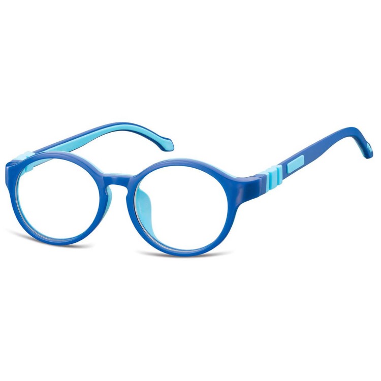 Elastyczne dziecięce oprawki okularowe zerówki okrągłe + gumka Sunoptic K8A niebieskie