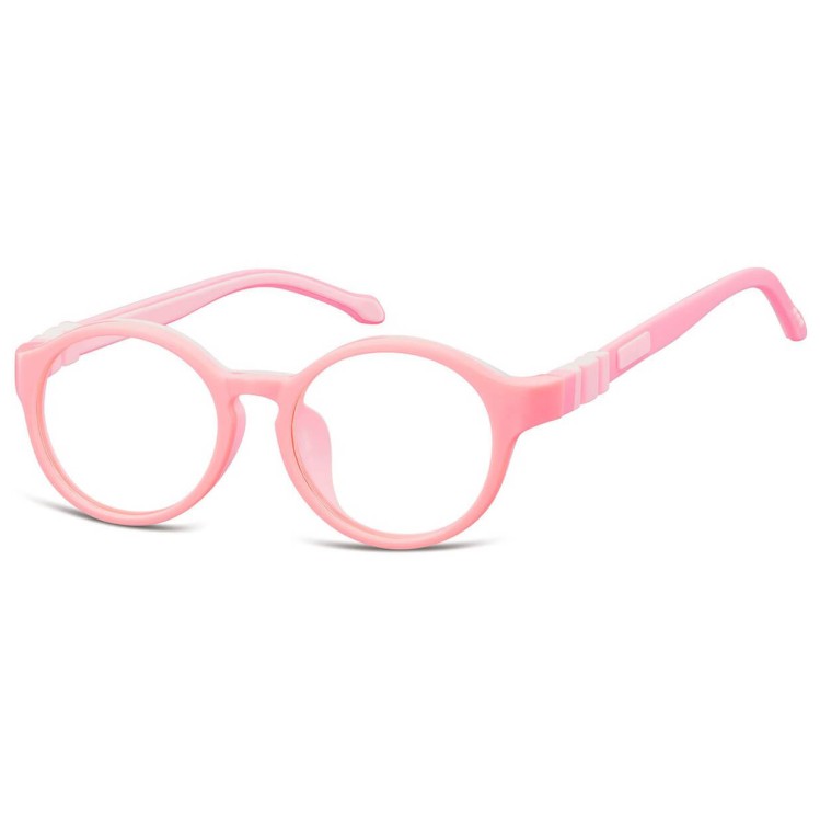 Elastyczne dziecięce oprawki okularowe zerówki okrągłe + gumka Sunoptic K8B różowe