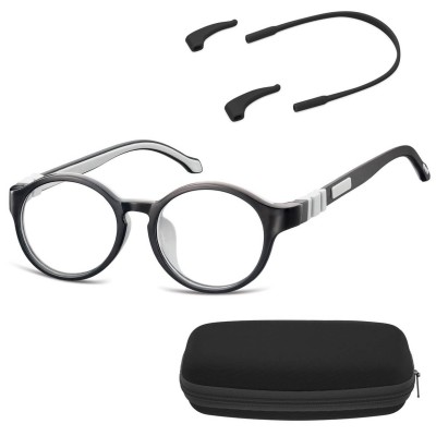 Elastyczne dziecięce oprawki okularowe zerówki okrągłe + gumka Sunoptic K8C czarne